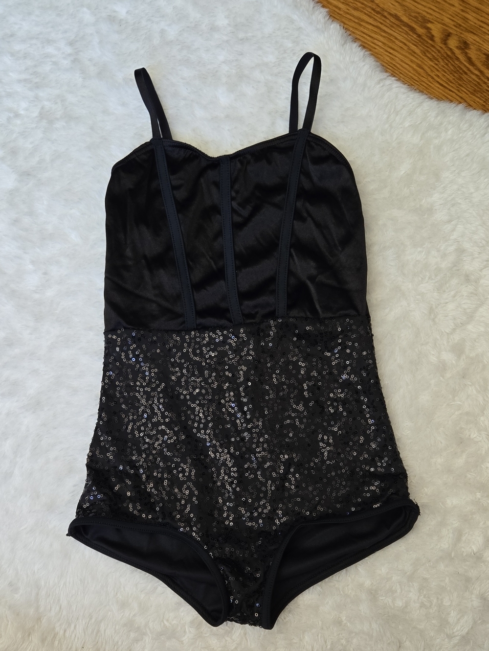 Weissman Black Sequin Leotard, Girls Medium